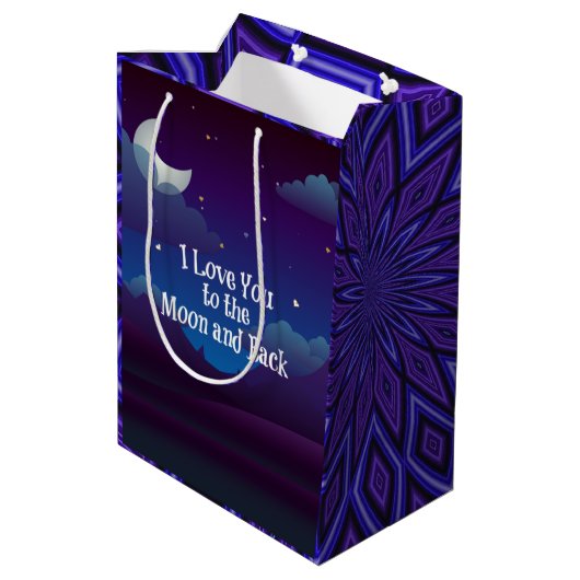 Liefde tot de Maan en terug, Blauw Indigo Medium Cadeauzakje (Achterkant Gekanteld)