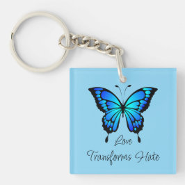 Liefde Transformeert Haat Vlinder Acryl Sleutelhan Sleutelhanger
