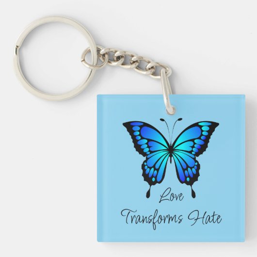 Liefde Transformeert Haat Vlinder Acryl Sleutelhan Sleutelhanger (Voorkant)