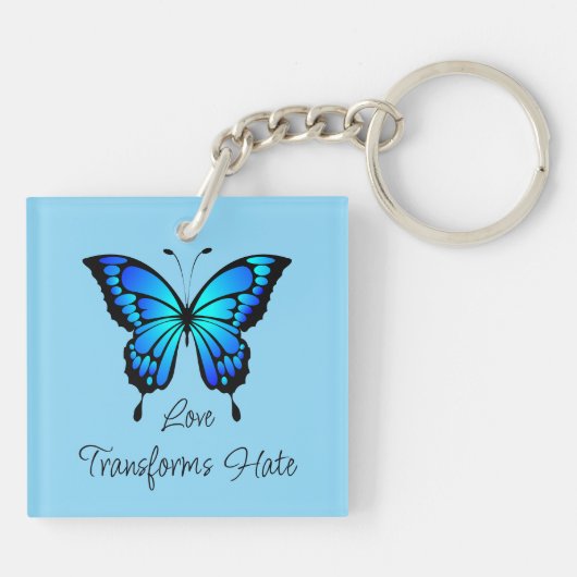 Liefde Transformeert Haat Vlinder Acryl Sleutelhan Sleutelhanger (Achterkant)