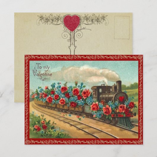  liefde trein Valentijn Briefkaart (Voorkant / Achterkant)