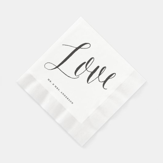 Liefde Trendy Chic Zwart Script Kalligrafie Bruilo Servet (Hoek)