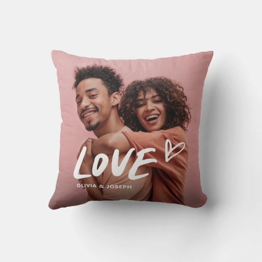 Liefde | Trendy Handgeschreven Tekst en Hart en Fo Kussen (Achterkant)