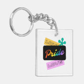 Liefde trots liefde. LGBT+pride. RegenboogSleutelh Sleutelhanger (Voorkant Links)