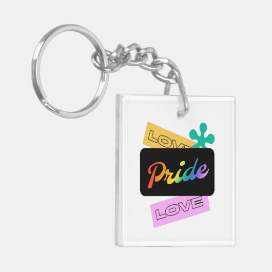 Liefde trots liefde. LGBT+pride. RegenboogSleutelh Sleutelhanger (Voorkant Links)