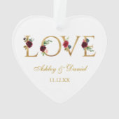 Liefde Trouwnamen Datum Bourgondië Floral Gold Ornament (achterkant)