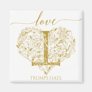 Liefde Trumps Hate Magnet - Bloemenhart en T