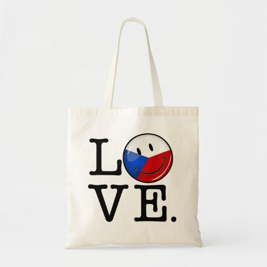 Liefde Tsjechië glimlacht vlag Tote Bag (Voorkant)