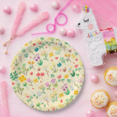 Liefde Tuin Lente Bloemen & Harten Verjaardagsfees Papieren Bordje (Feest)