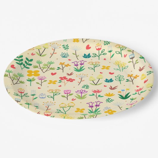 Liefde Tuin Lente Bloemen & Harten Verjaardagsfees Papieren Bordje (Gekanteld)