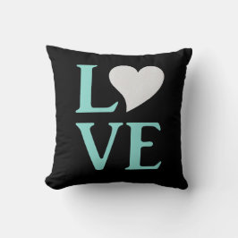 Liefde Turquoise Blauw & Zwarte Trouwfeest Bruidss Kussen