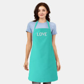 Liefde, turquoise wit schort (Gedragen)