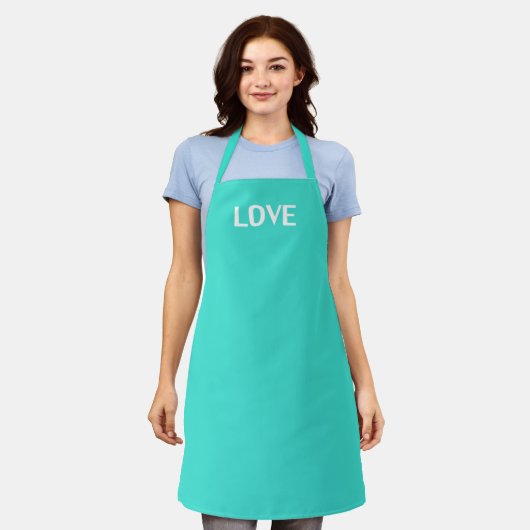 Liefde, turquoise wit schort (Gedragen)