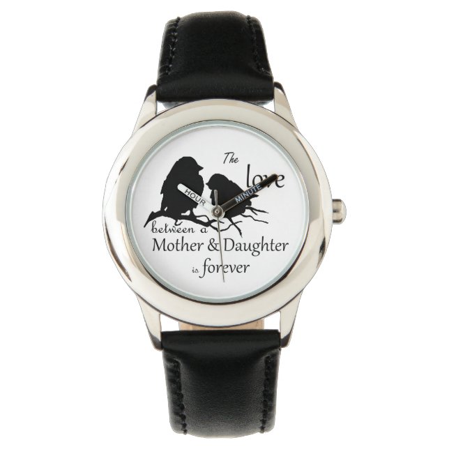 Liefde tussen moeder dochter Bird Quote Horloge (Voorkant)