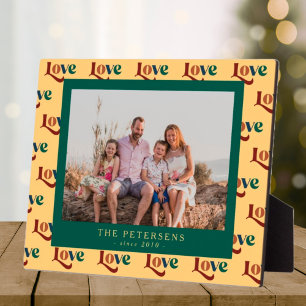 Liefde typografie aangepaste familiefoto en naam fotoplaat