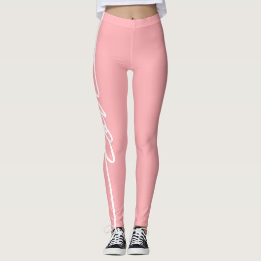 Liefde Typografie Blush Pink Valentijnsdag Legging (Voorkant)