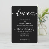 Liefde typografie Elegant Bruiloft script Kaart (Staand voorkant)