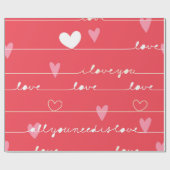 Liefde typografie en hartenpatroon cadeaupapier (Vlak)