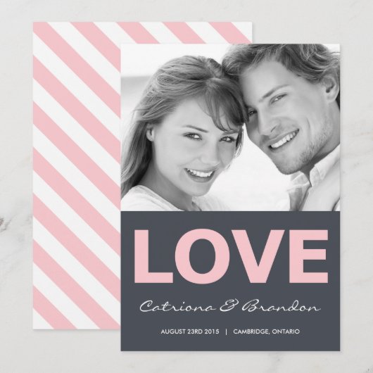 Liefde Typografie Foto Save the Date Aankondiging (Voorkant / Achterkant)