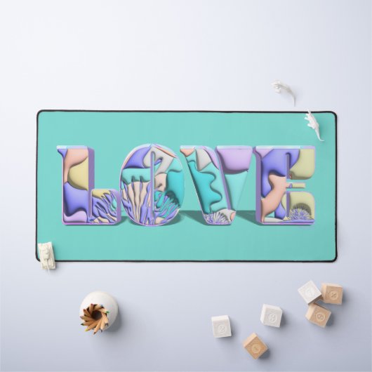 LIEFDE Typografie Kleurrijke Moderne 3D Abstracte  Bureaumat (Kindertafel)