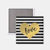 Liefde typografie met gouden hart en strepen magneet (Voorkant / Achterkant)