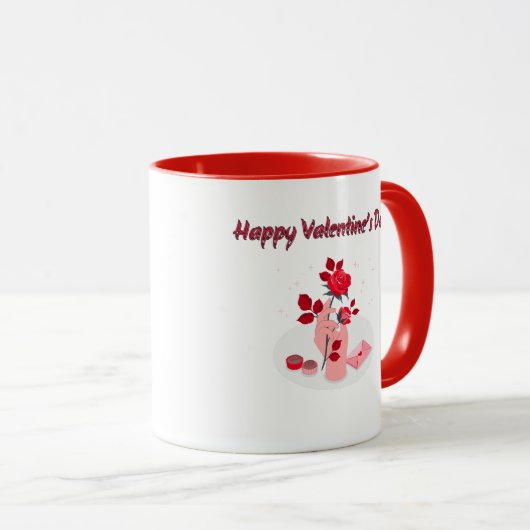 Liefde Typografie met Hand en Roos Mok (Voorkant rechts)