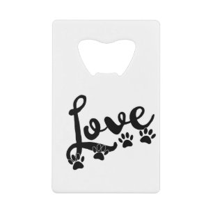 Liefde typografie met honden creditkaart flessenopener