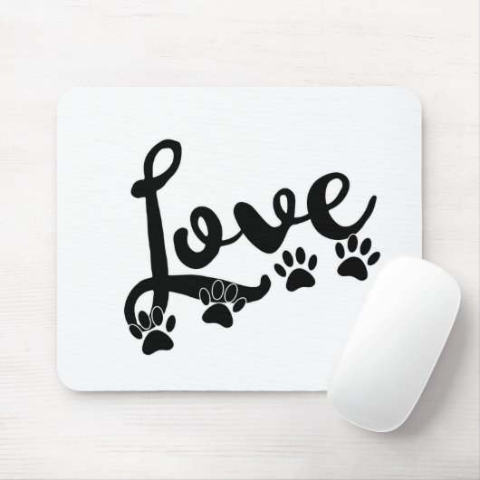 Liefde typografie met honden muismat (Met muis)