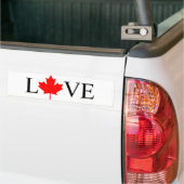 Liefde typografie met rode esdoorn blad Canada Pri Bumpersticker (Op Truck)