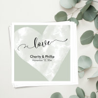 "Liefde" typografie met wit hart en saliegroen