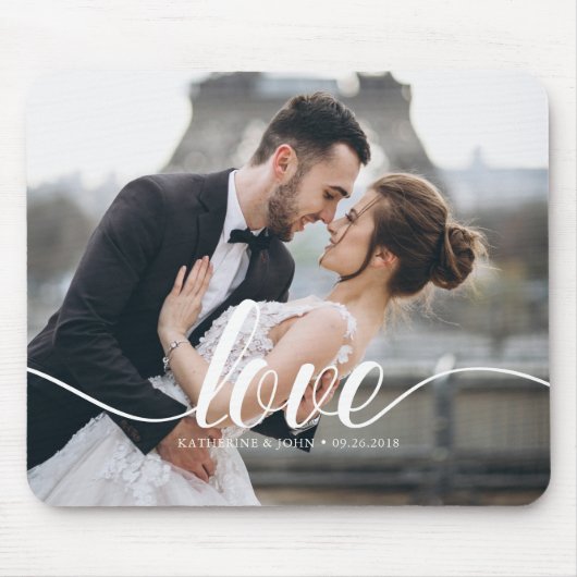 Liefde" Typografie Overlay Custom Photo Muismat (Voorkant)