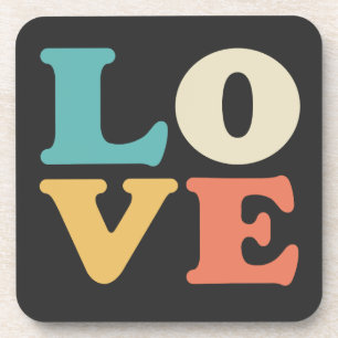 Liefde Typografie Retro Kleur Vierkant Bier Onderzetter