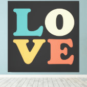 Liefde Typografie Retro Kleur Vierkant Canvas Afdruk (Insitu (Houten vloer))