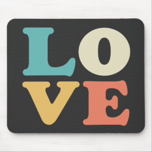 Liefde Typografie Retro Kleur Vierkant Muismat