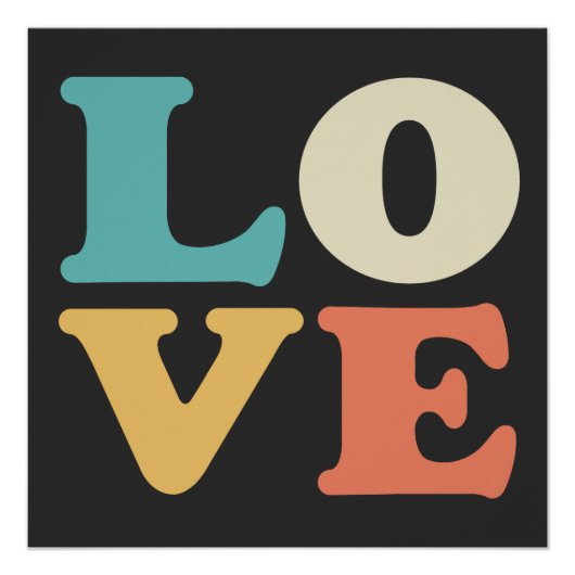 Liefde Typografie Retro Kleur Vierkant Perfect Poster (Voorkant)