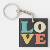 Liefde Typografie Retro Kleur Vierkant Sleutelhanger (voorkant)