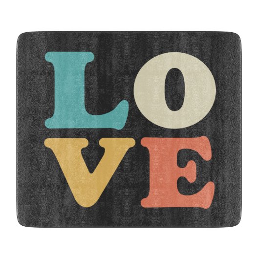 Liefde Typografie Retro Kleur Vierkant Snijplank (Voorkant)