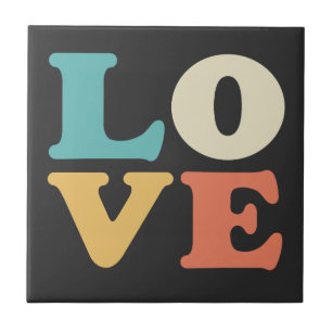 Liefde Typografie Retro Kleur Vierkant Tegeltje
