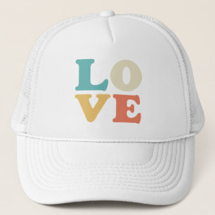 Liefde Typografie Retro Kleur Vierkant Trucker Pet