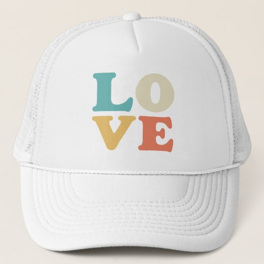 Liefde Typografie Retro Kleur Vierkant Trucker Pet (Voorkant)