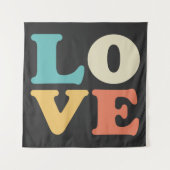 Liefde Typografie Retro Kleur Vierkant Wandkleed (Voorkant)