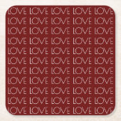 Liefde Typografie Rode Vierkante Papieren Drank On Kartonnen Onderzetters (Voorkant)