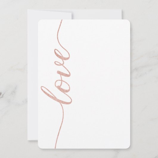 Liefde typografie Roos Gold Script op grijs bruilo Kaart (Achterkant)