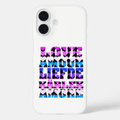 Liefde Typografie Talen Harten Roze Paarse Blauw Case-Mate iPhone Case (Achterkant)