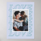 Liefde Typografie Valentijnsdag Poster - Blauw (Voorkant)