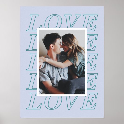 Liefde Typografie Valentijnsdag Poster - Blauw (Voorkant)