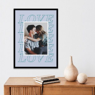 Liefde Typografie Valentijnsdag Poster - Blauw