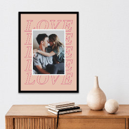 Liefde Typografie Valentijnsdag Poster - Peach