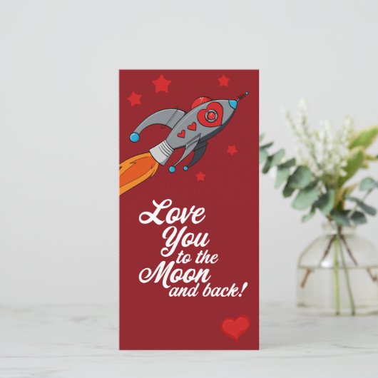 Liefde u aan de maan en achterValentijn Feestdagenkaart (Staand voorkant)