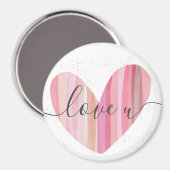 liefde U Cute Pink Textured Heart Magneet (Voorkant / Achterkant)